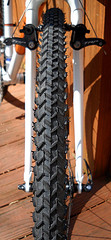 DSCN1729 Narrow knobbies offer cushion and grip.
